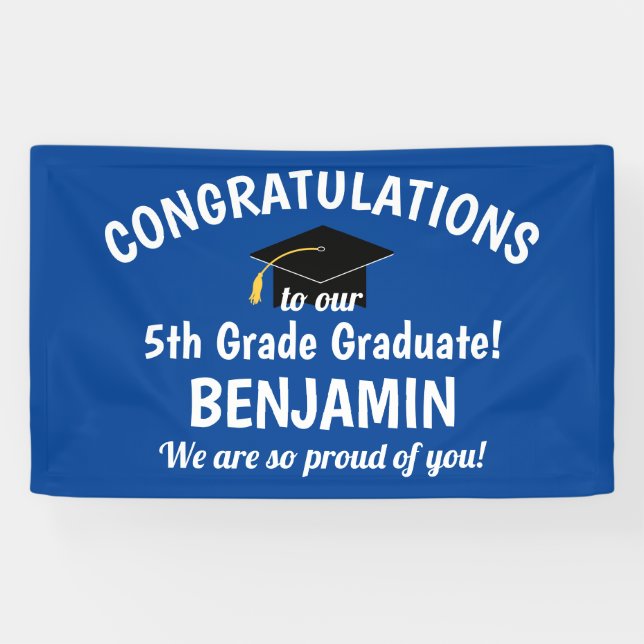 Congratulations 5th Grade Graduation Blue Banner (Horizontal)