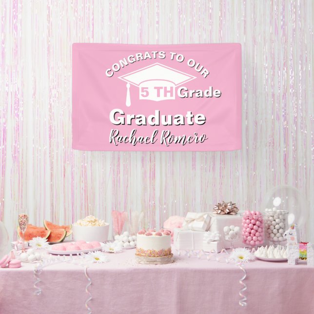 Congratulations 5th Grade Graduation Pink Banner (Party)