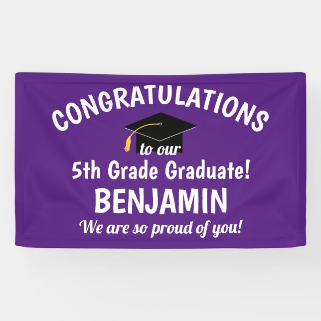 Congratulations 5th Grade Graduation Purple Banner (Horizontal)