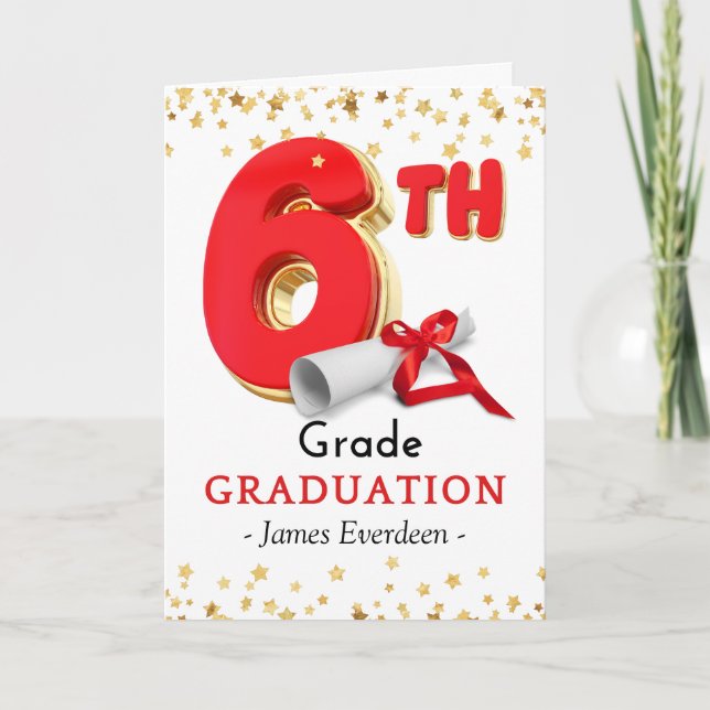 Congratulations 6th Grade Graduation Balloon Card (Front)