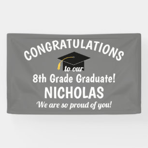 Congratulations 8th Grade Graduation Gray Banner