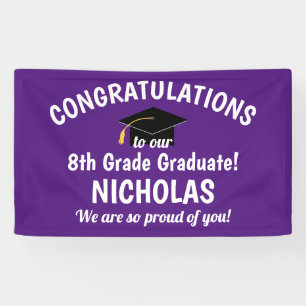 Congratulations 8th Grade Graduation Purple Banner