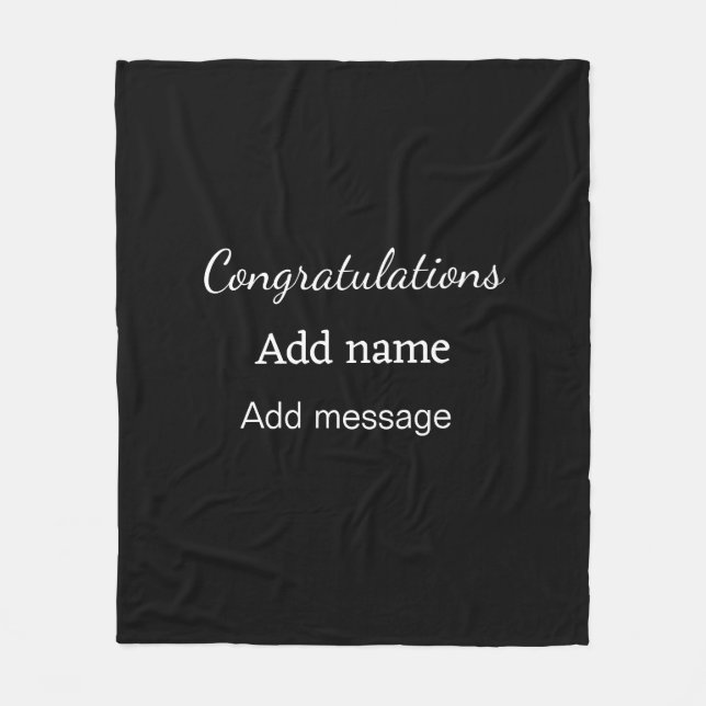 Congratulations add name message simple graduate  fleece blanket (Front)