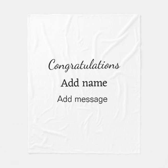 Congratulations add name message simple graduate  fleece blanket (Front)