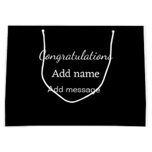 Congratulations add name message simple graduate  large gift bag