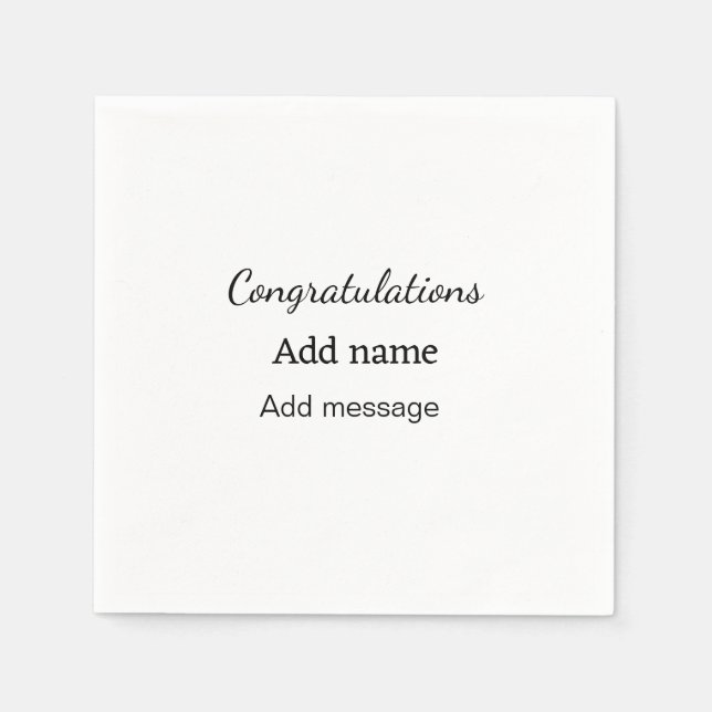 Congratulations add name message simple graduate  napkin (Front)