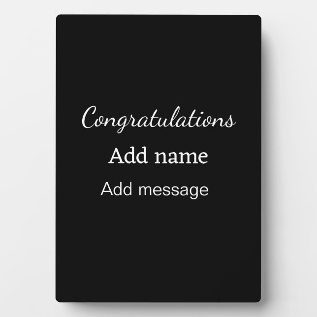 Congratulations add name message simple graduate  plaque (Front)