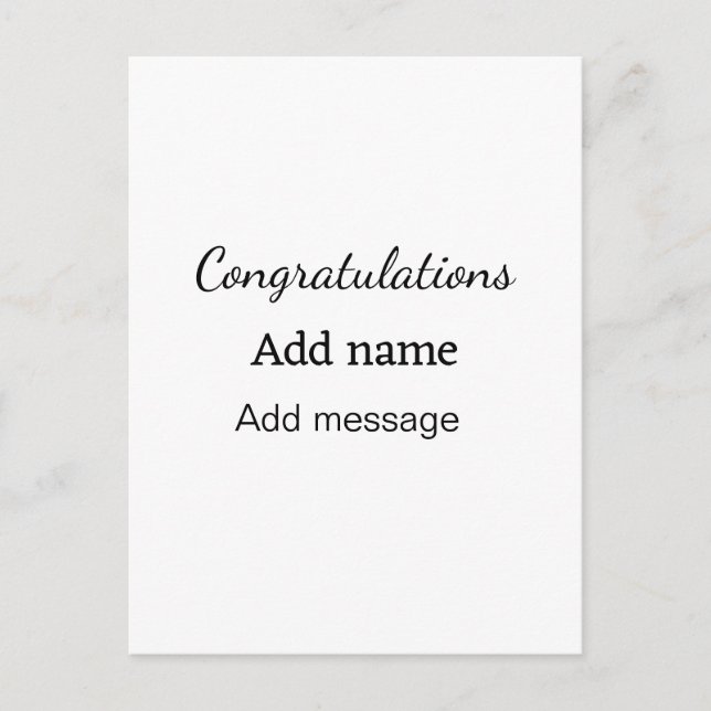 Congratulations add name message simple graduate  postcard (Front)