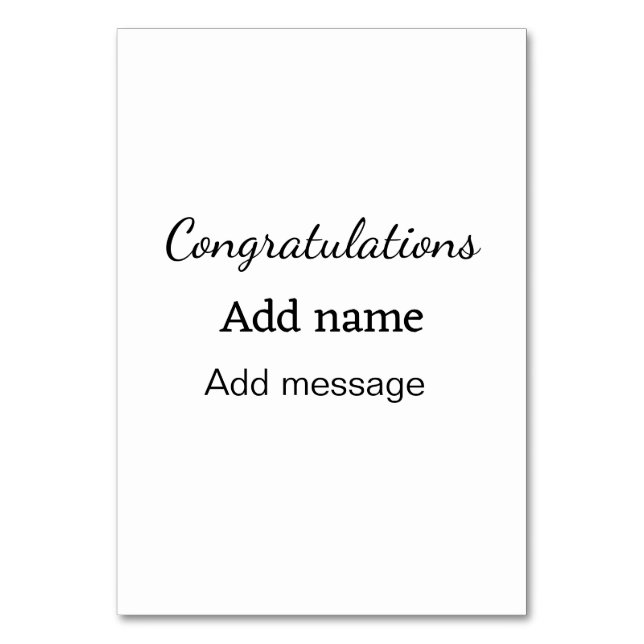 Congratulations add name message simple graduate  table number (Front)