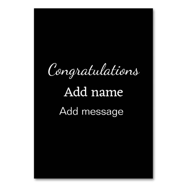 Congratulations add name message simple graduate  table number (Front)