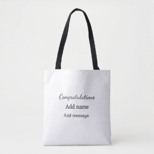 Congratulations add name message simple graduate tote bag
