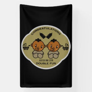 Congratulations Afro American Parents Twins Banner