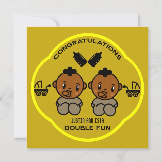 Congratulations Afro American Parents Twins Card (Front)