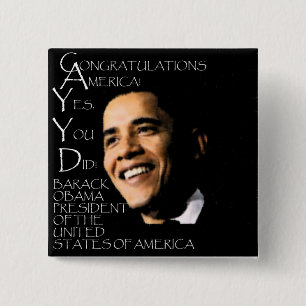 CONGRATULATIONS AMERICA 15 CM SQUARE BADGE