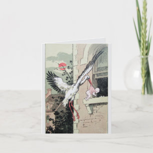 Congratulations Art Nouveau stork delivers baby Card