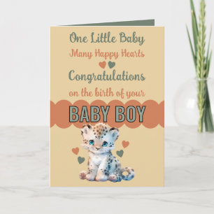Congratulations baby boy cute leopard orange card