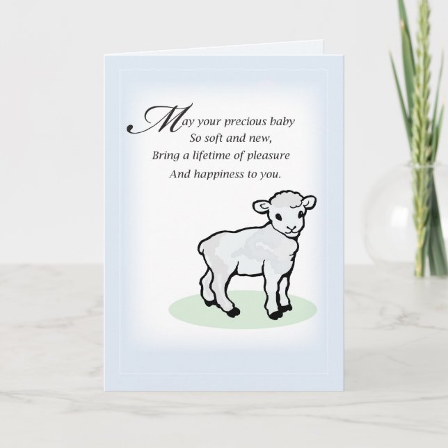Congratulations Baby Boy Lamb Card (Front)