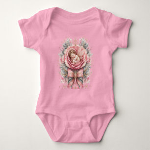 Congratulations Baby Fairy girl Pink Rose Birth Bodysuit