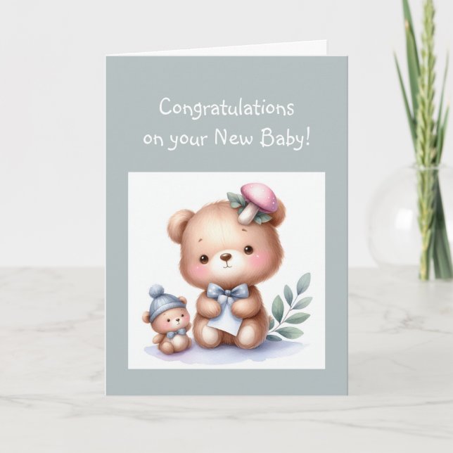 Congratulations Baby  Fun Teddy Bear  Card (Front)