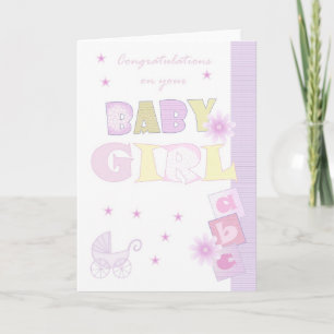 Congratulations Baby Girl Card, New Baby Card