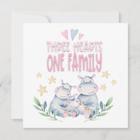 Congratulations Baby Girl Cute Hippos Three Hearts