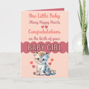 Congratulations baby girl cute leopard pink card