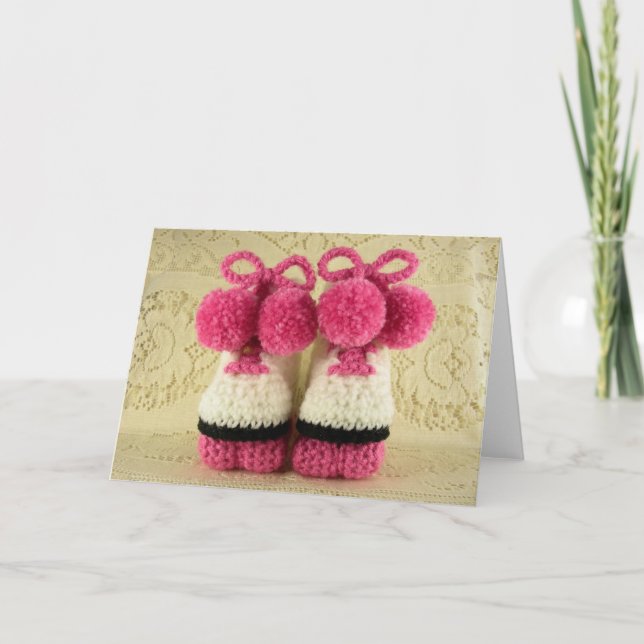 Congratulations Baby Girl (Roller Skates Booties) Card (Front)