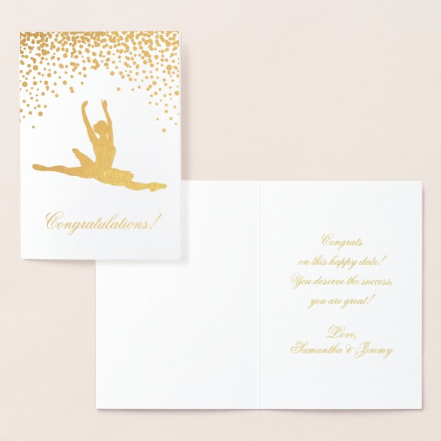 Congratulations Ballet Dancer Gold Confetti Card (Display)