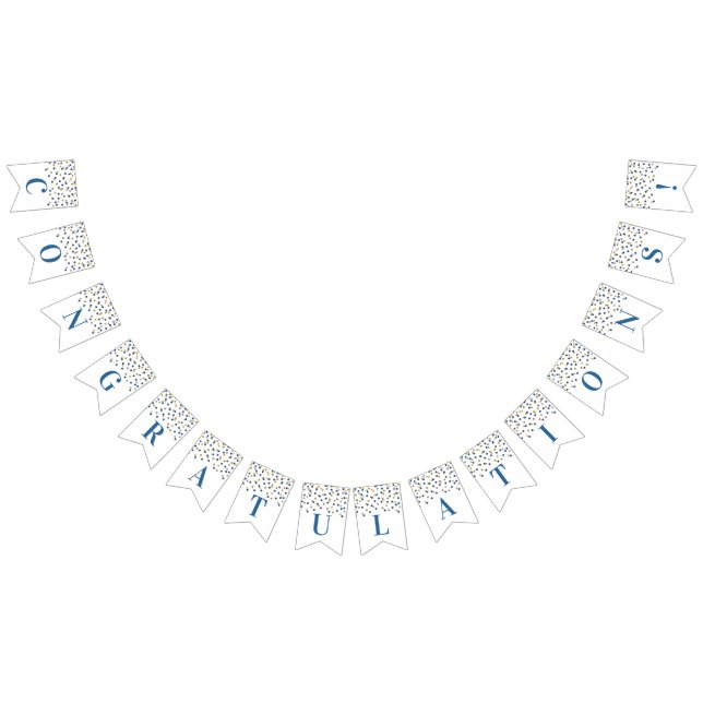 Congratulations Banner Blue Gold Confetti (All)