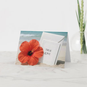 Congratulations Beach Wedding With Hibiscus Flower Card