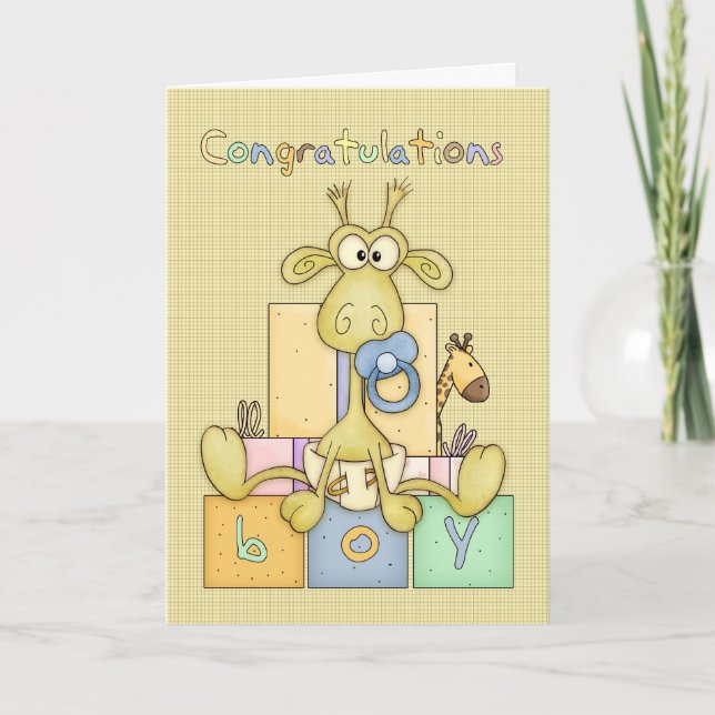 Congratulations Birth Of Baby Boy Card - Cute Baby (Front)