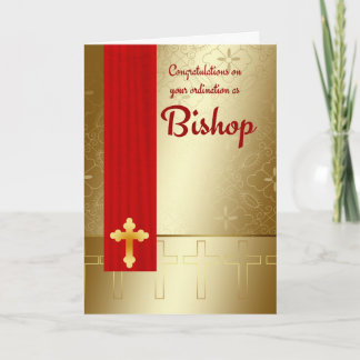 Congratulations Bishop Ordination In Red And Gold Card