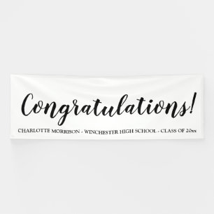 Congratulations black custom script graduation banner