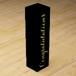 Congratulations Black Faux Gold Wedding Graduation Wine Box<br><div class="desc">Create your own custom, personalised, stylish, cool, classy, black, elegant faux gold typography / script, "Congratulations" wine / champagne gift box, with your custom note / message at the back. Made with sturdy 24 pt. cardstock, this wine box can hold most 1.5L wine, champagne and spirit bottles. Simply type in...</div>