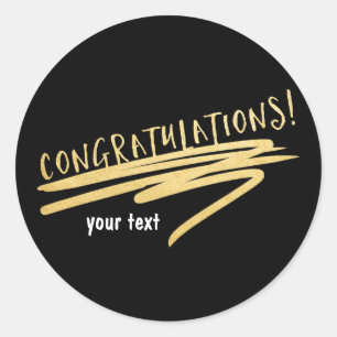 CONGRATULATIONS Black Gold Custom Chic Sticker