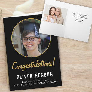 Congratulations Black Graduate 2 Photo Graduation Card