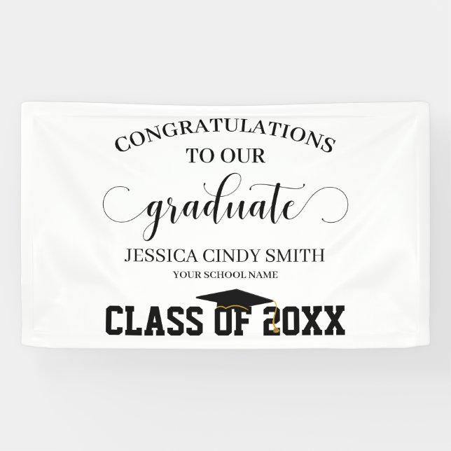 Congratulations Black Graduate Graduation Party Banner (Horizontal)
