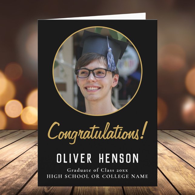 Congratulations Black Graduate Photo Graduation Card (Creator Uploaded)