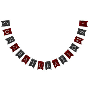 Congratulations - Black & Red Marble Bunting