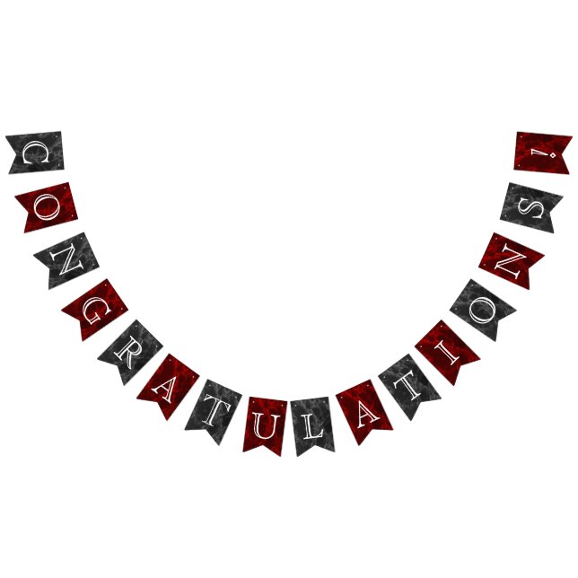 Congratulations - Black & Red Marble Bunting (All)