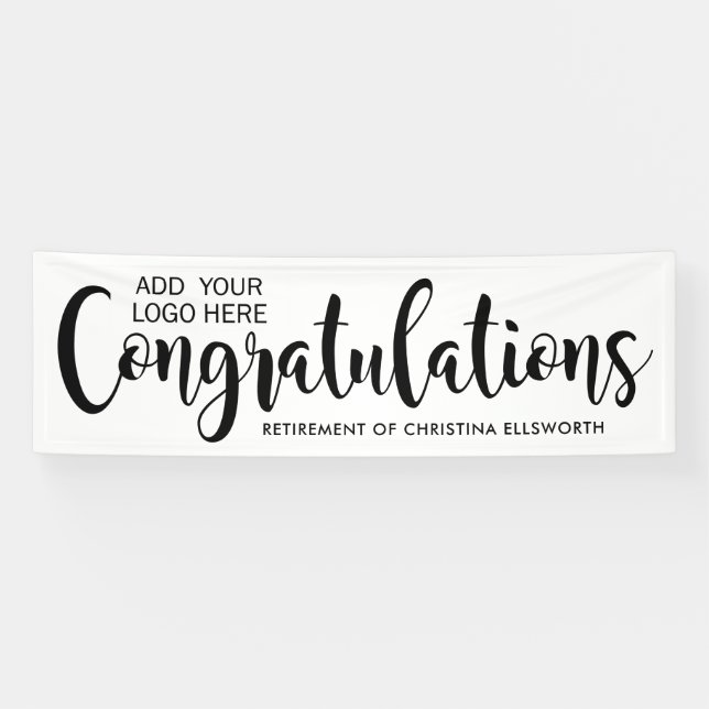 Congratulations Black Script Company Retirement Banner (Horizontal)