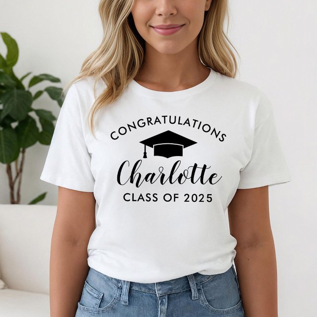 Congratulations Black Script Name Graduation T-Shirt (Creator Uploaded)