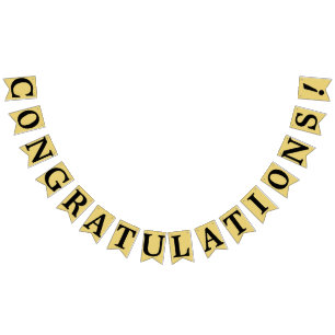 CONGRATULATIONS, Black Text On Old Gold Colour Bkg Bunting