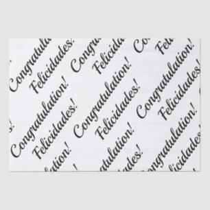 Congratulations Black & White Bilingual text Tissue Paper