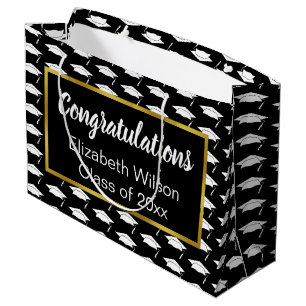 Congratulations Black White Gold Class of 2023 Large Gift Bag