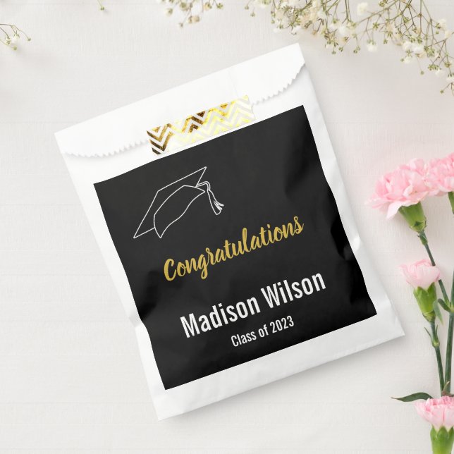 Congratulations Black White & Gold Graduation Favour Bag (Sealed)