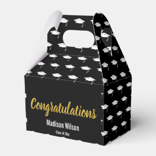 Congratulations Black White & Gold Graduation Grad Favour Box