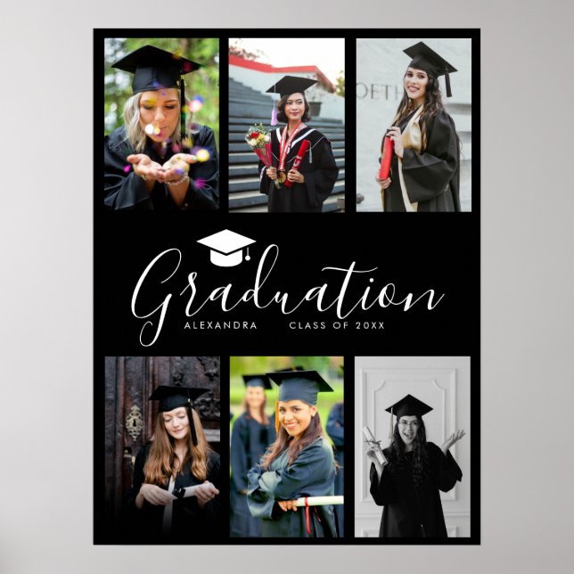  Congratulations Black White Graduation 6 Photo  Poster (Front)