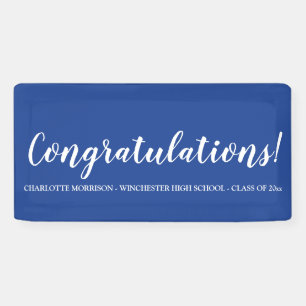 Congratulations blue custom script text graduation banner