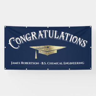 Congratulations Blue Gold Graduation Banner